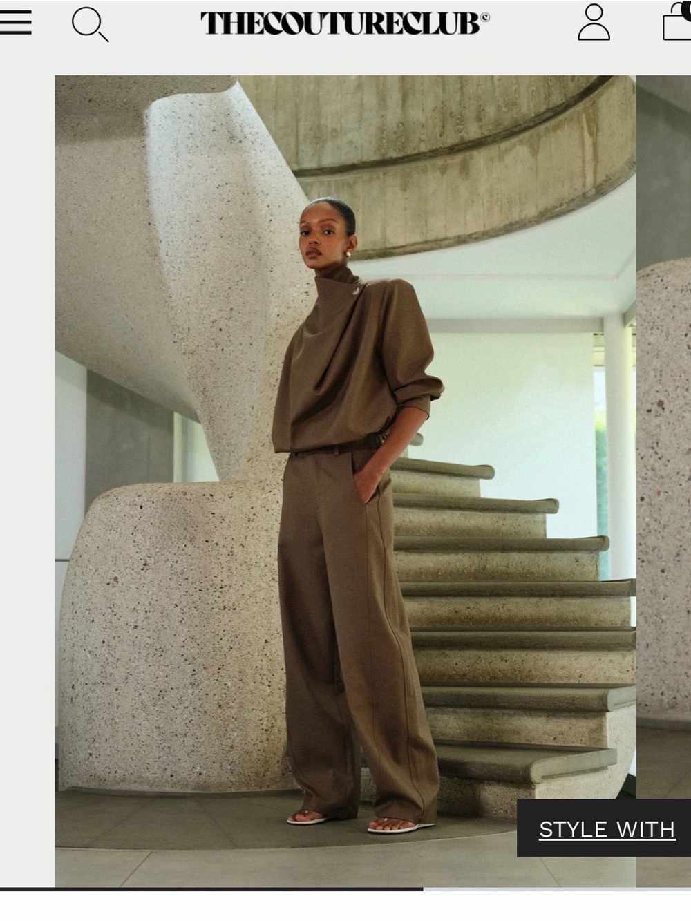 The Couture Club Set: funnel neck top and barrel trousers